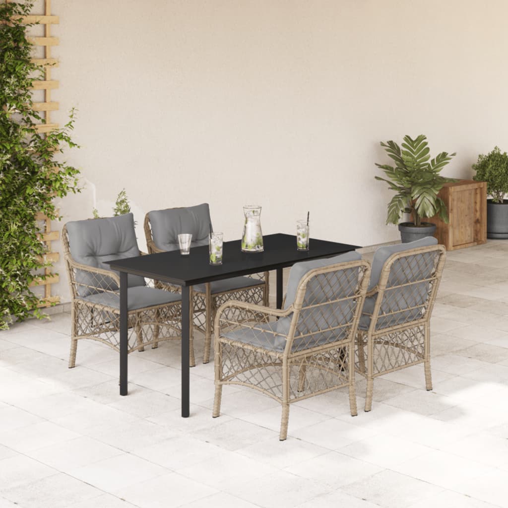 vidaXL Set mobilier pentru grădină, 5 piese, cu perne, bej, poliratan