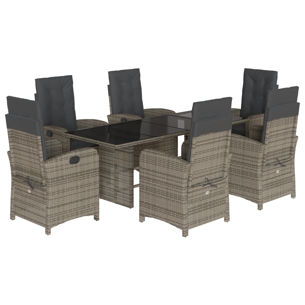 vidaXL Set mobilier de grădină cu perne, 7 piese, gri, poliratan