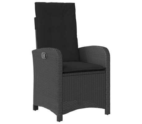 vidaXL 7-tlg. Garten-Essgruppe mit Kissen Schwarz Poly Rattan