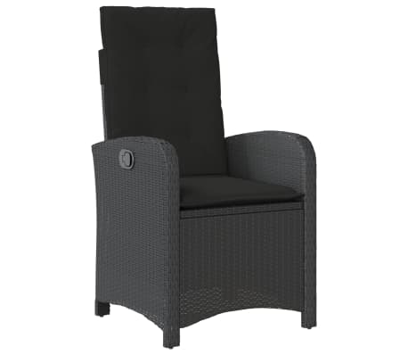 vidaXL 9-tlg. Garten-Essgruppe mit Kissen Schwarz Poly Rattan