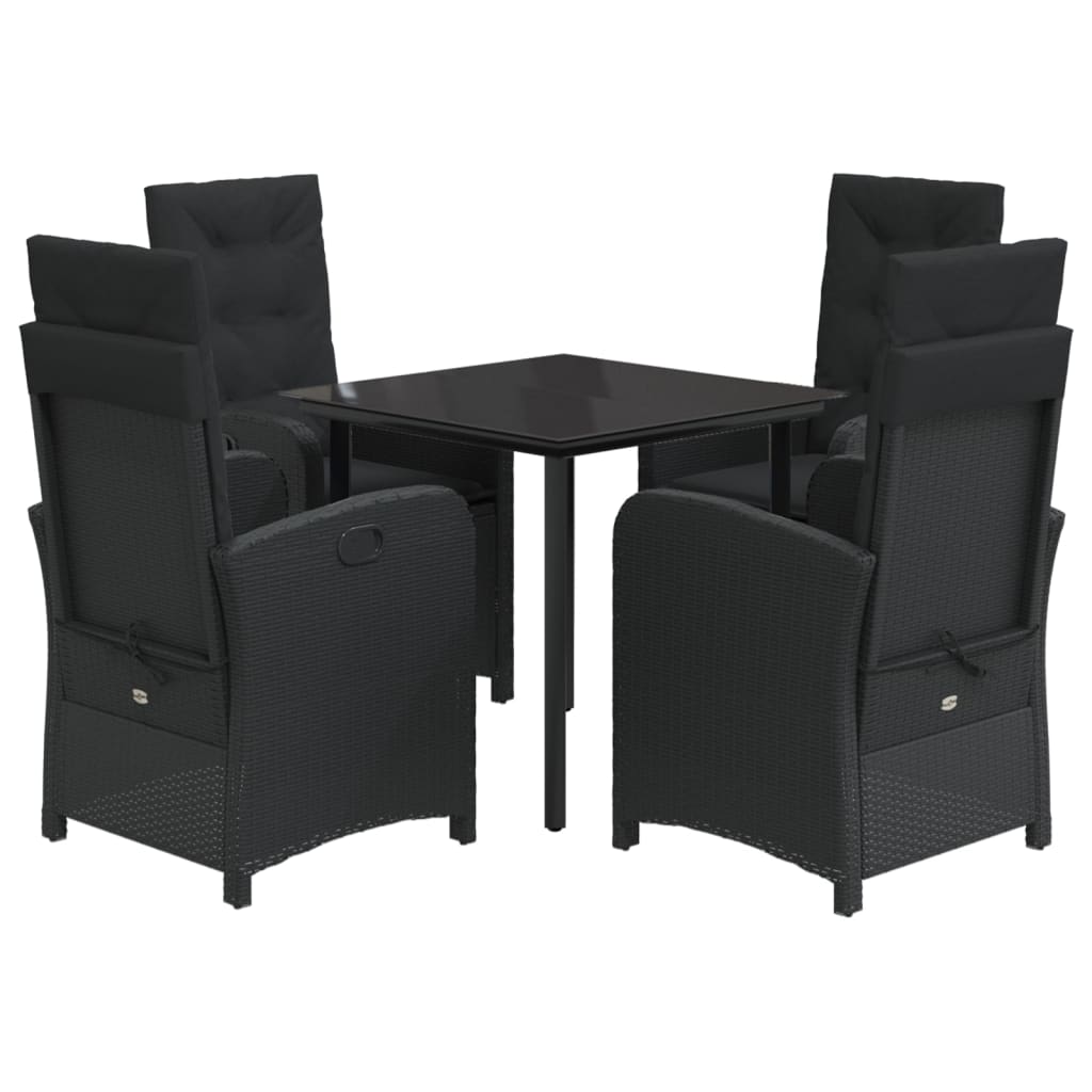 vidaXL Set mobilier de grădină cu perne, 5 piese, negru, poliratan