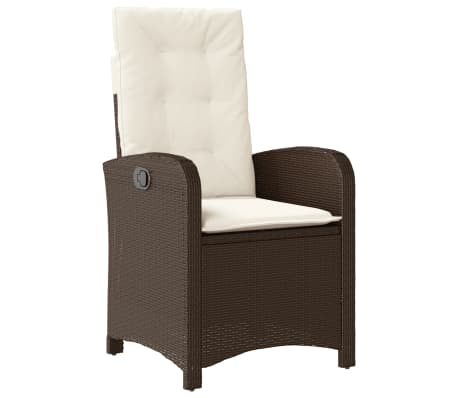 vidaXL 7-tlg. Garten-Essgruppe mit Kissen Braun Poly Rattan