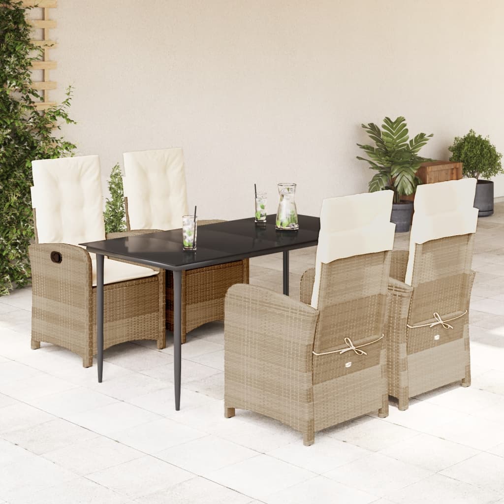vidaXL Set mobilier de grădină cu perne, 5 piese, bej, poliratan