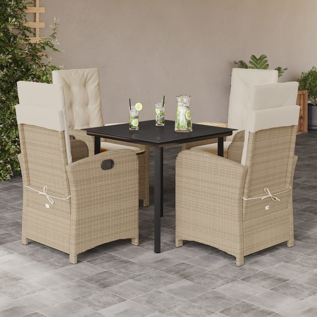 vidaXL Set mobilier de grădină cu perne, 5 piese, bej, poliratan