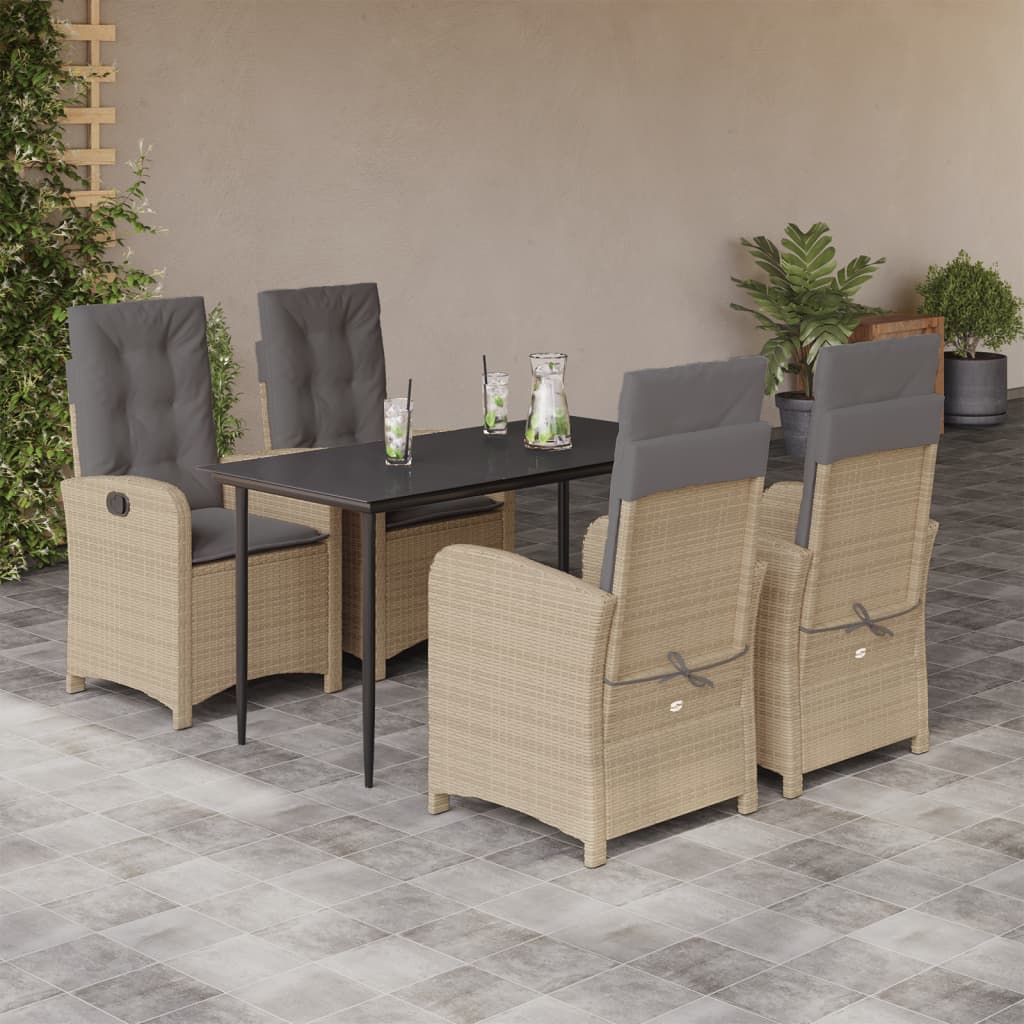 vidaXL Set mobilier pentru grădină, 5 piese, cu perne, bej, poliratan