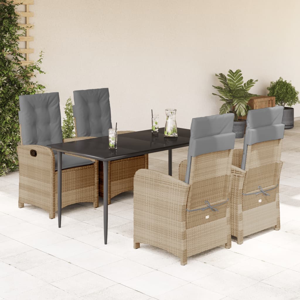 vidaXL Set mobilier pentru grădină, 5 piese, cu perne, bej, poliratan
