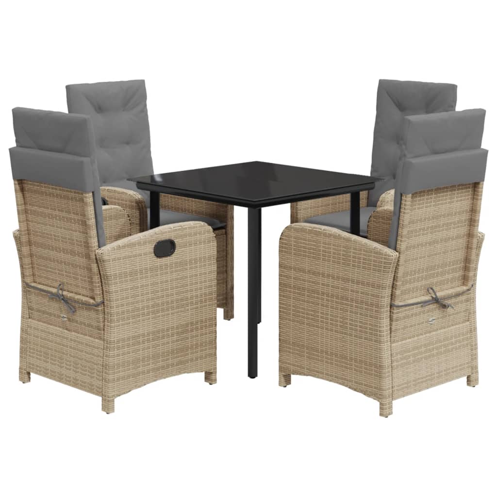 vidaXL Set mobilier pentru grădină, 5 piese, cu perne, bej, poliratan