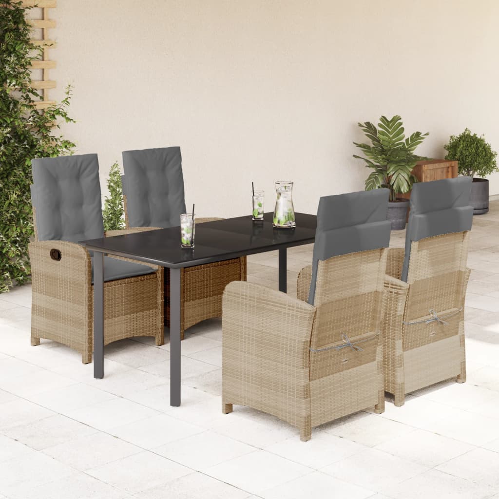 Spisebordssæt Til Haven 7 Dele Med Hynder Polyrattan - 4 / Uden fodskammel / 160 cm bordlængde