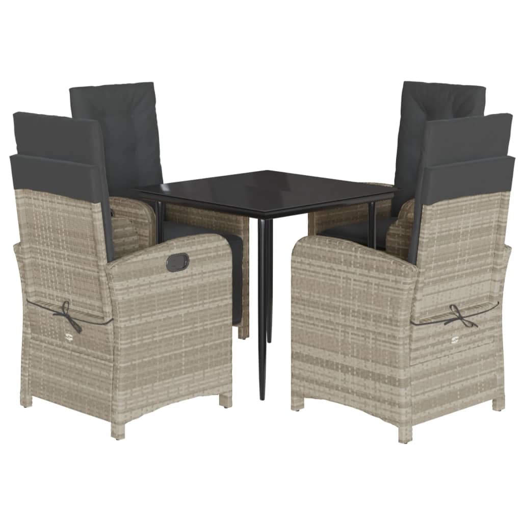 vidaXL Set mobilier de grădină cu perne, 5 piese gri deschis poliratan