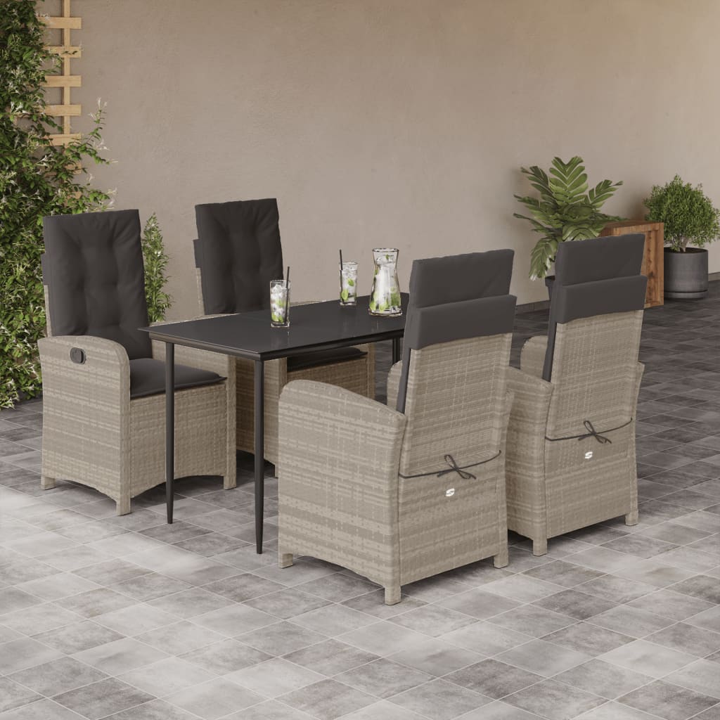 vidaXL Set mobilier de grădină cu perne, 5 piese gri deschis poliratan