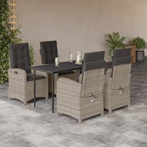 Vrtna jedilna garnitura 5-delna z blazinami sv. siv poli ratan