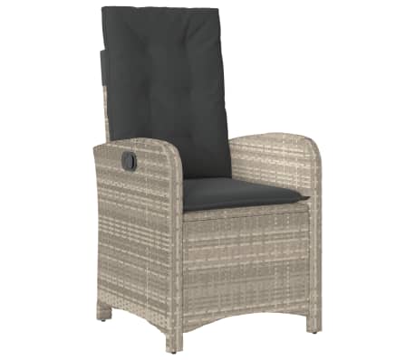 vidaXL 7-tlg. Garten-Essgruppe mit Kissen Hellgrau Poly Rattan