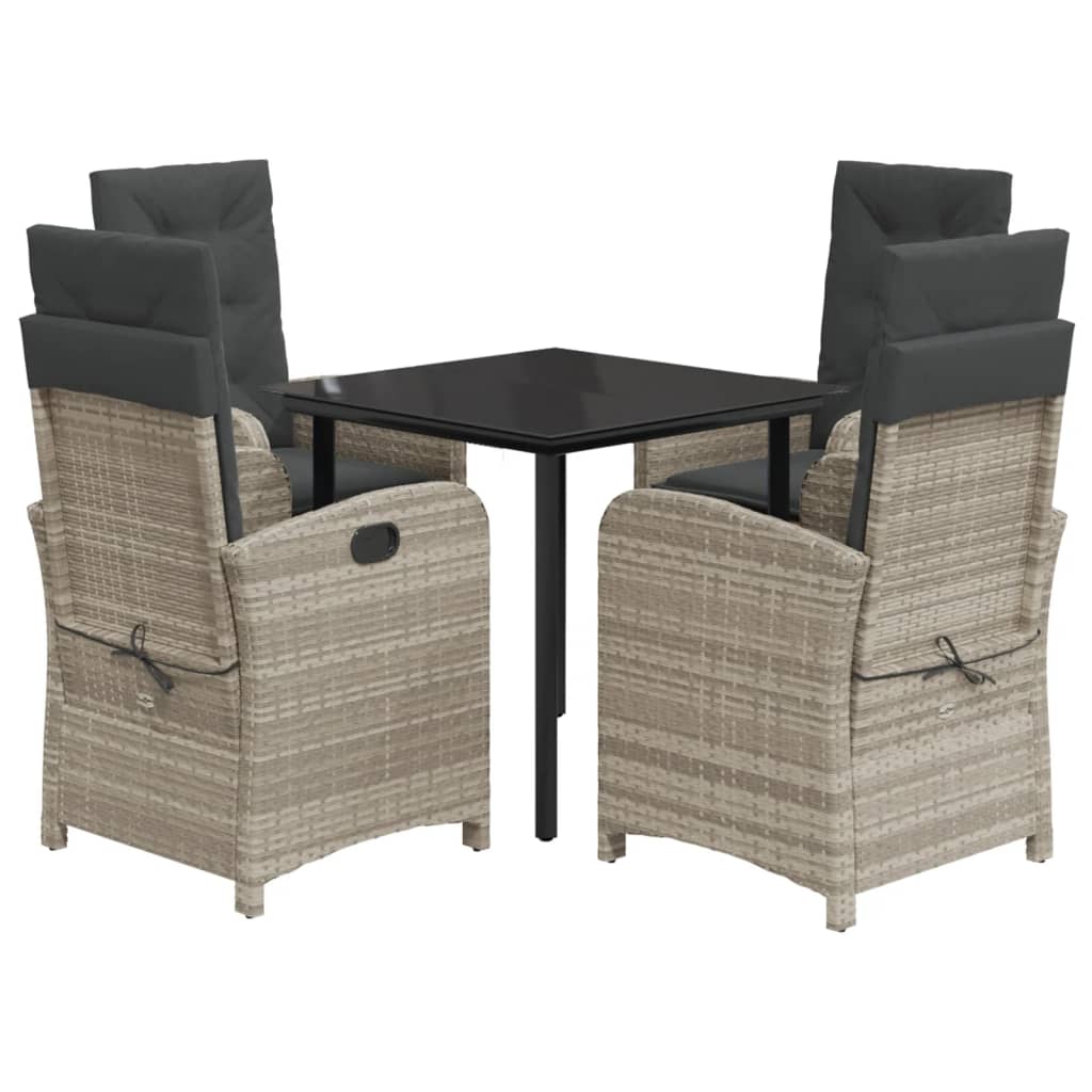 vidaXL Set mobilier de grădină cu perne, 5 piese gri deschis poliratan