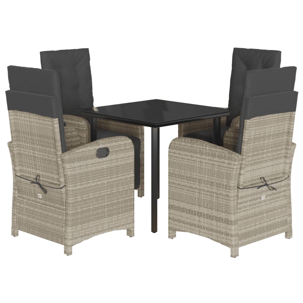 vidaXL Set mobilier de grădină cu perne, 5 piese gri deschis poliratan