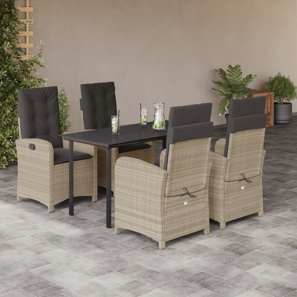vidaXL Set mobilier de grădină cu perne, 5 piese gri deschis poliratan