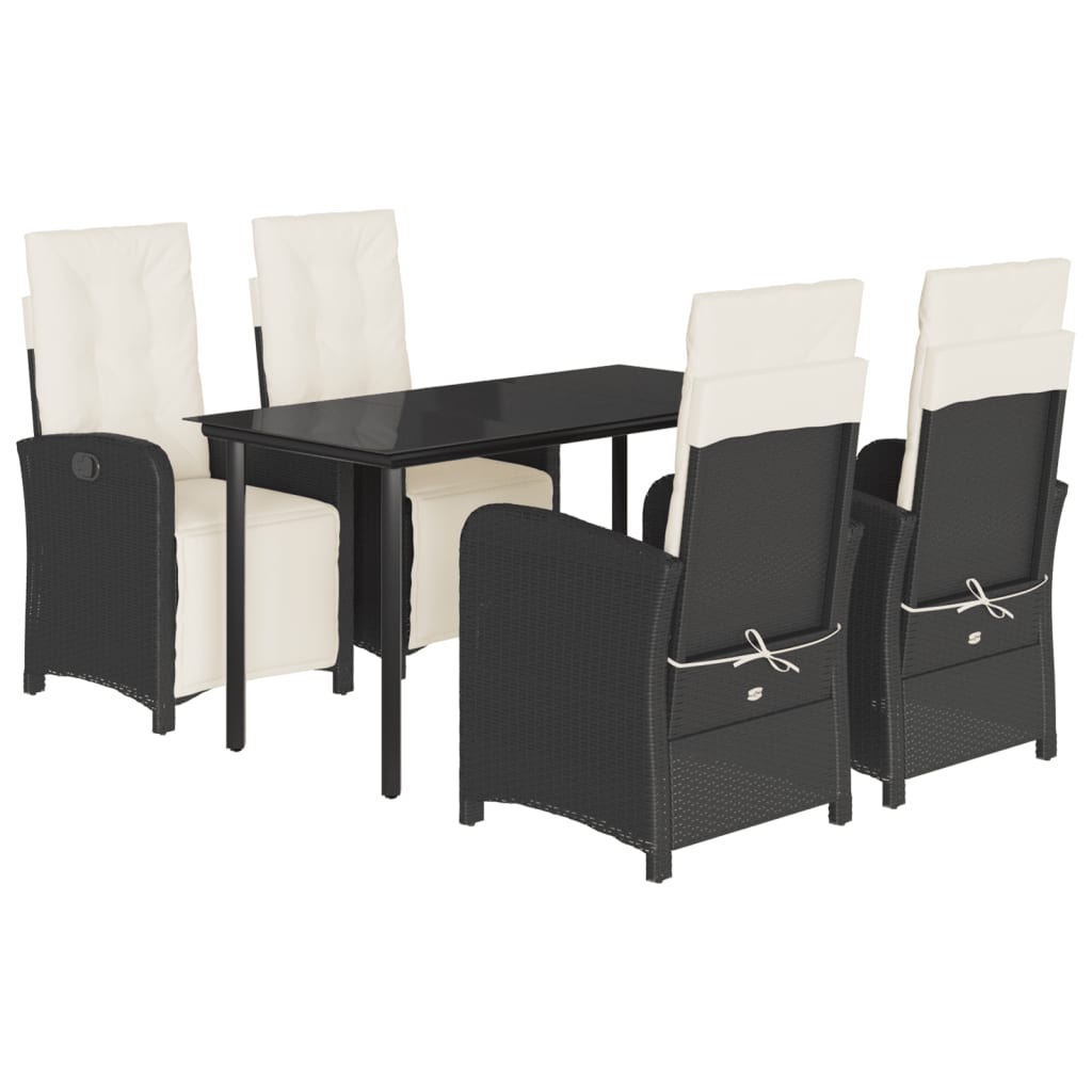 vidaXL Set mobilier de grădină cu perne, 5 piese, negru, poliratan
