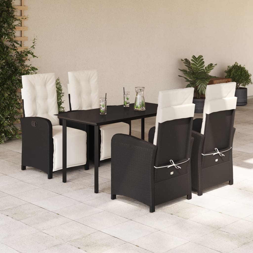 Bistrosæt Til Haven 3 Dele Med Hynder Polyrattan - 140 cm bordlængde / Rundt ben / 4