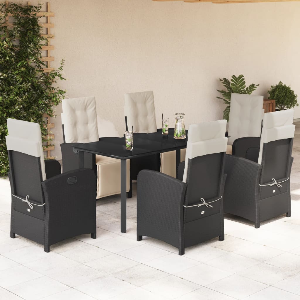 Bistrosæt Til Haven 3 Dele Med Hynder Polyrattan - 160 cm bordlængde / Rundt ben / 6