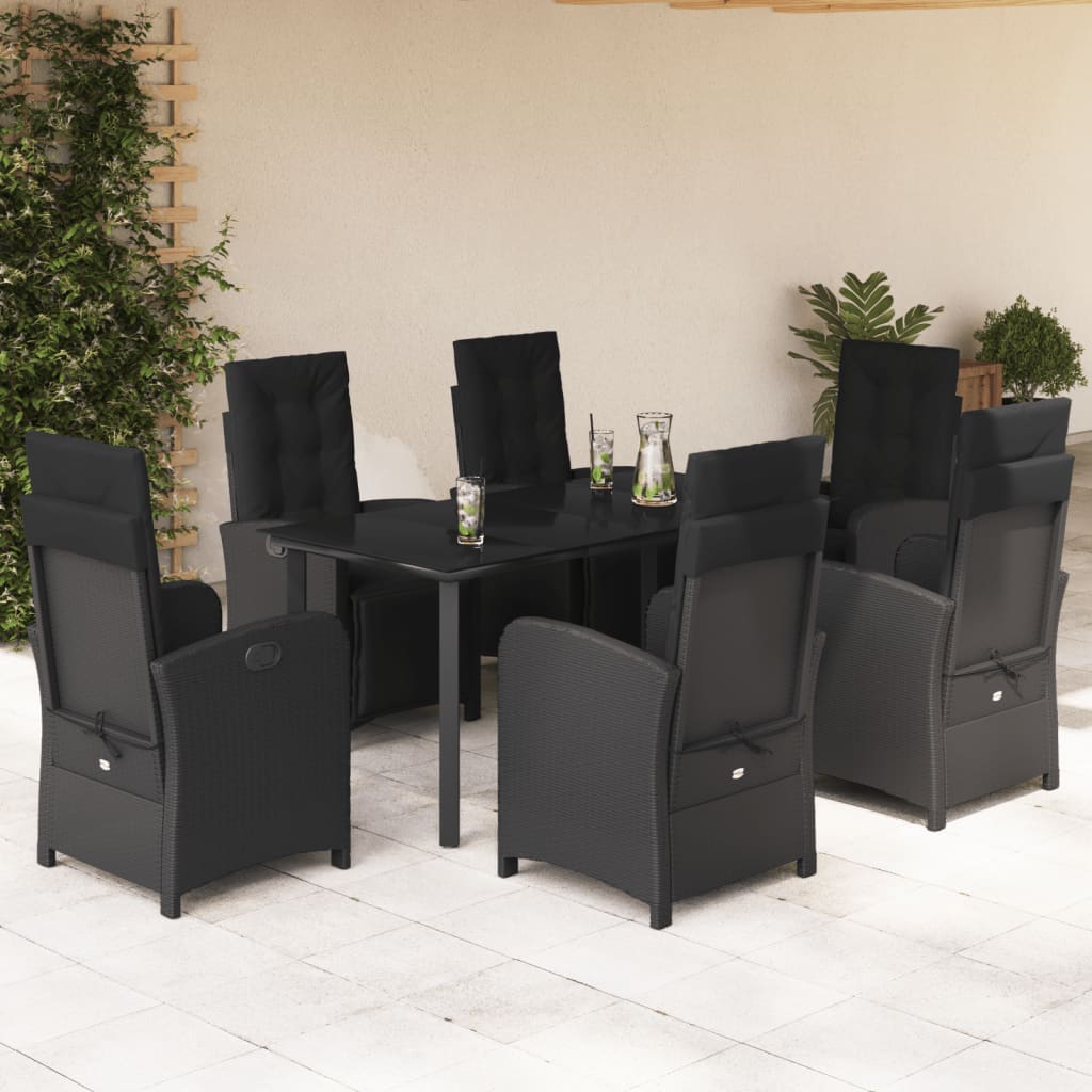 Bistrosæt Til Haven 3 Dele Med Hynder Polyrattan - 160 cm bordlængde / Rundt ben / 6