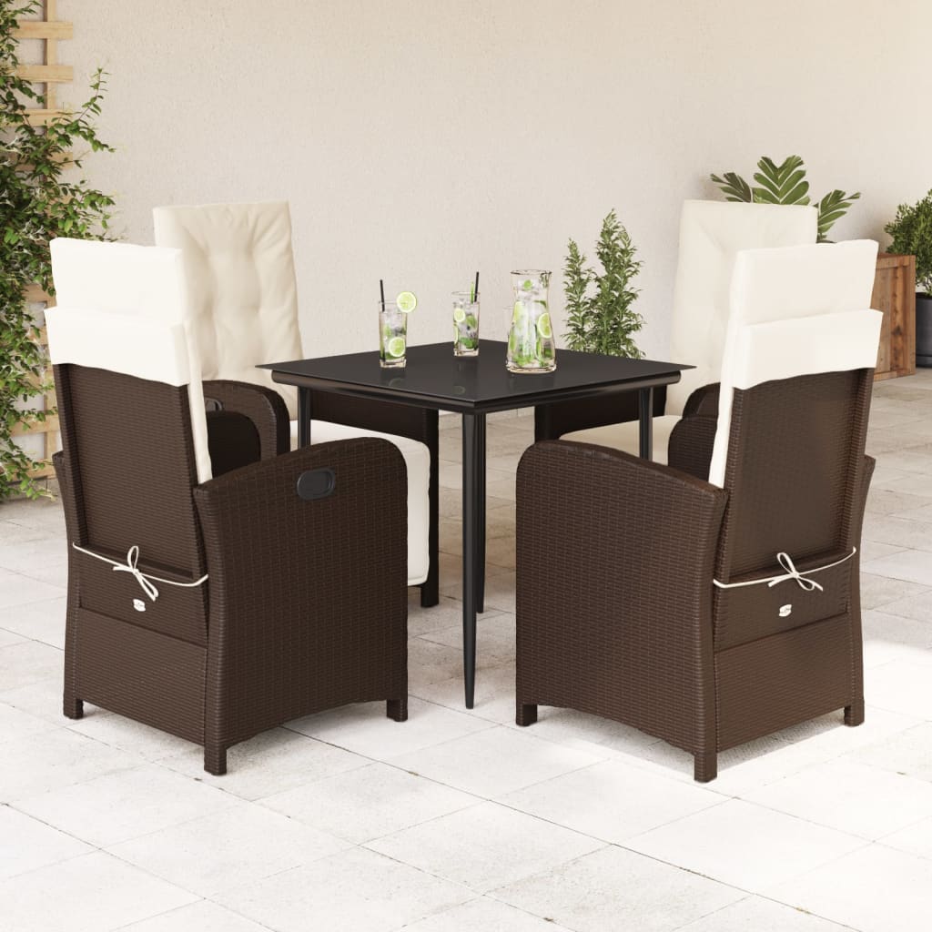 Bistrosæt Til Haven 3 Dele Med Hynder Polyrattan - 80 cm bordlængde / Skarpt ben / 4