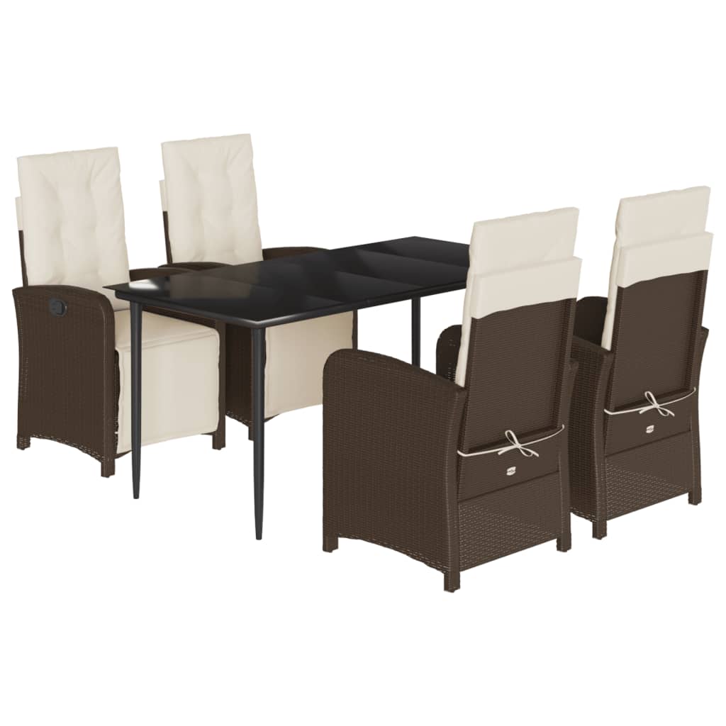 Photos - Garden Furniture VidaXL 5 Piece Patio Dining Set with Cushions Brown Poly Rattan 