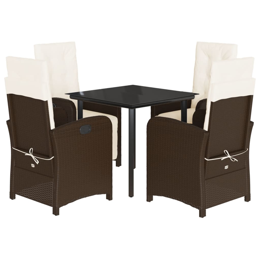 vidaXL Set mobilier de grădină, 5 piese, cu perne, maro, poliratan