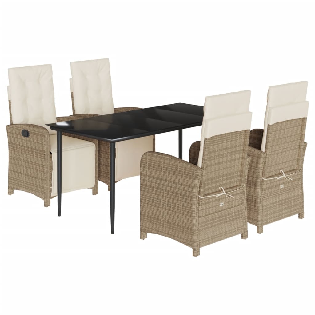 Photos - Garden Furniture VidaXL 5 Piece Patio Dining Set with Cushions Beige Poly Rattan 