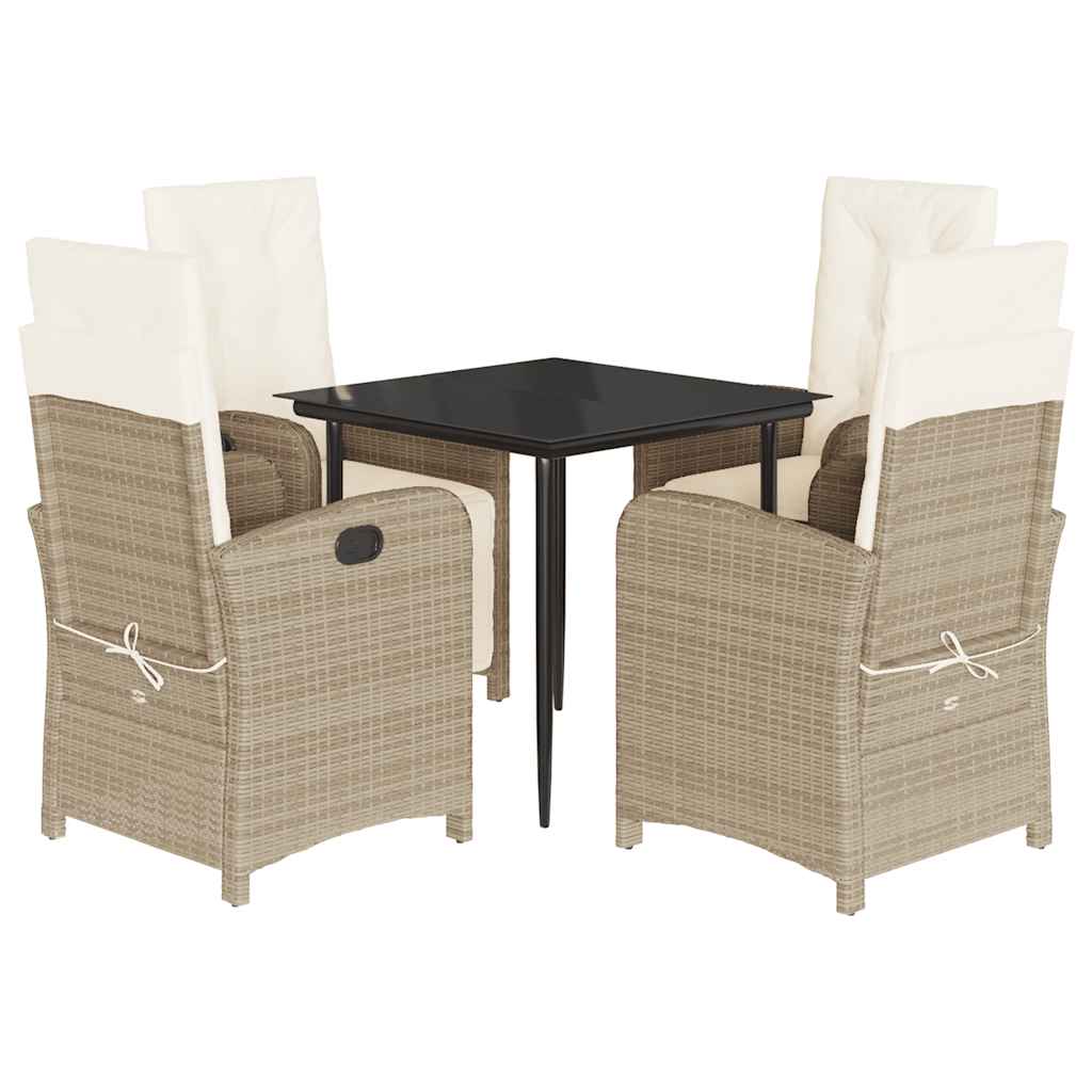 vidaXL Set mobilier de grădină cu perne, 5 piese, bej, poliratan