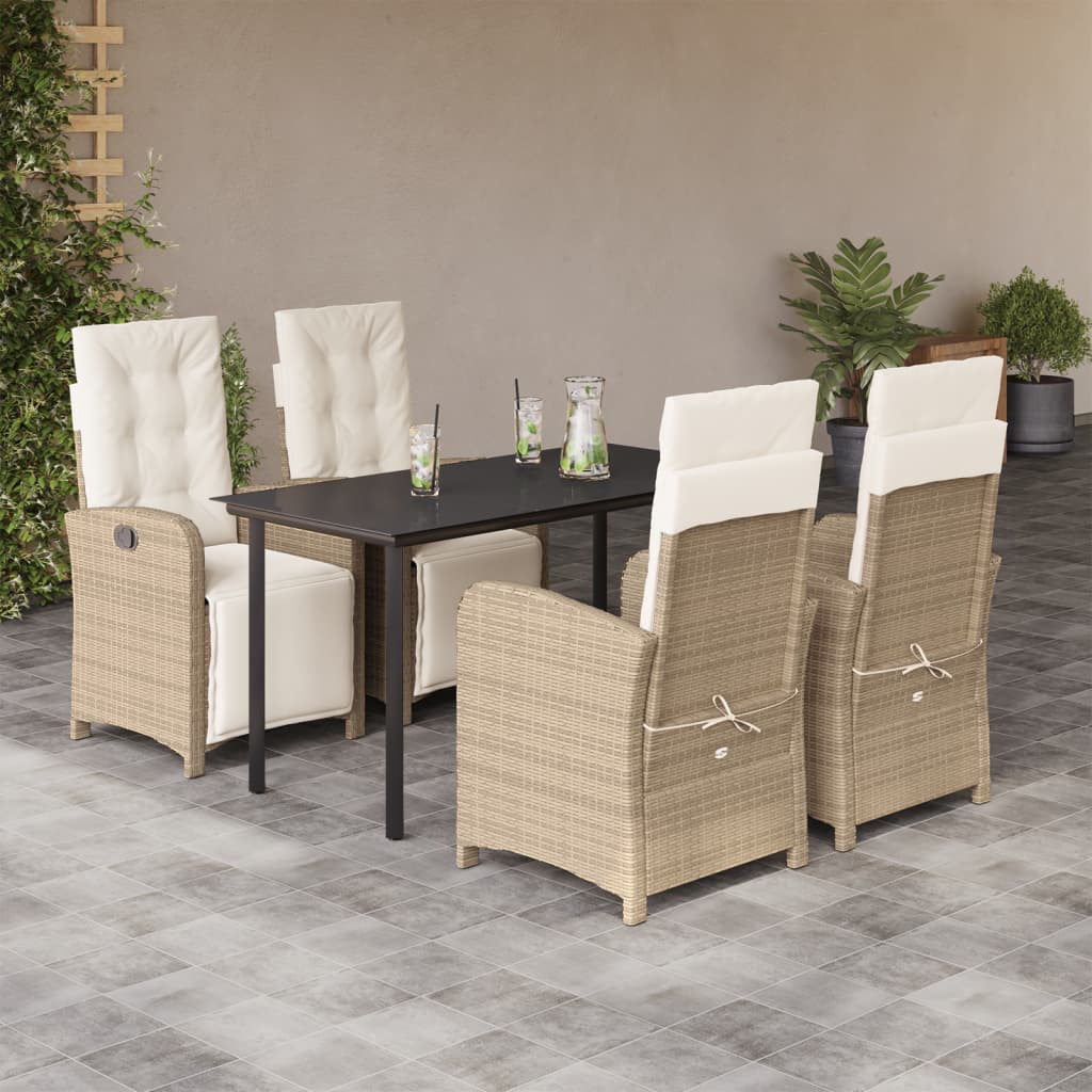 vidaXL Set mobilier de grădină cu perne, 5 piese, bej, poliratan