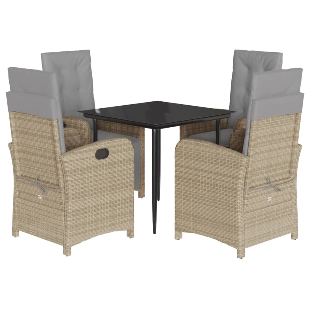 vidaXL Set mobilier de grădină cu perne, 5 piese, bej, poliratan