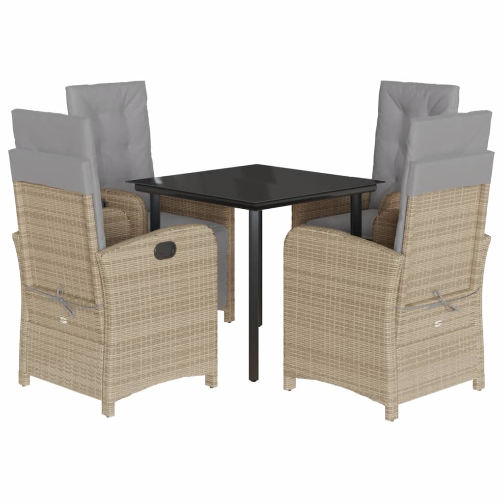 Thumbnail - vidaXL 5-tlg. Garten-Essgruppe mit Kissen Beige Poly Rattan