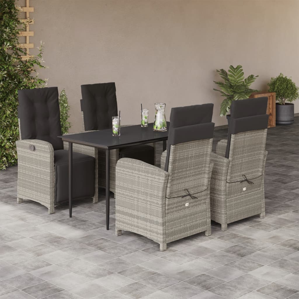 vidaXL Set mobilier de grădină cu perne, 5 piese gri deschis poliratan