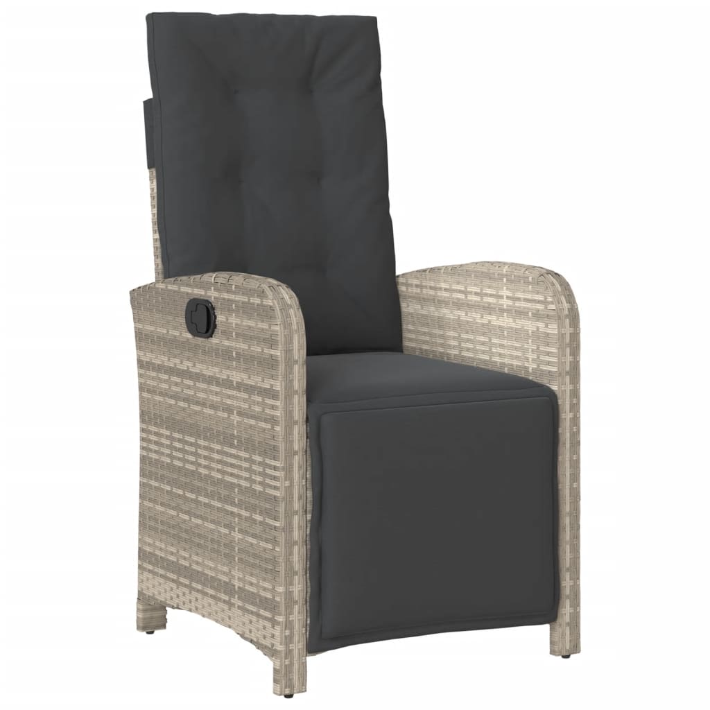 vidaXL 3-delige Bistroset met kussens poly rattan lichtgrijs afbeelding