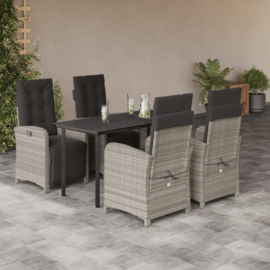 vidaXL Set mobilier de grădină cu perne, 5 piese gri deschis poliratan
