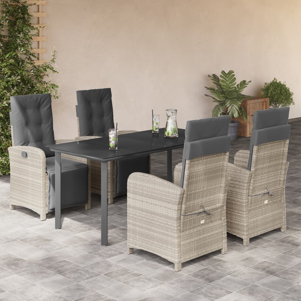 vidaXL Set mobilier de grădină cu perne, 5 piese gri deschis poliratan