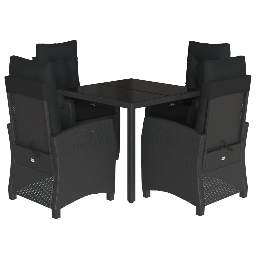 vidaXL Set mobilier de grădină cu perne, 5 piese, negru, poliratan