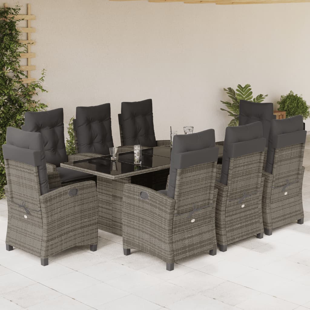 Zestaw Mebli Ogrodowych Rattan PE 8+1 szary 190x80x74cm