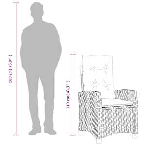 5dílný zahradní jídelní set s poduškami šedý polyratan - obrázek 10