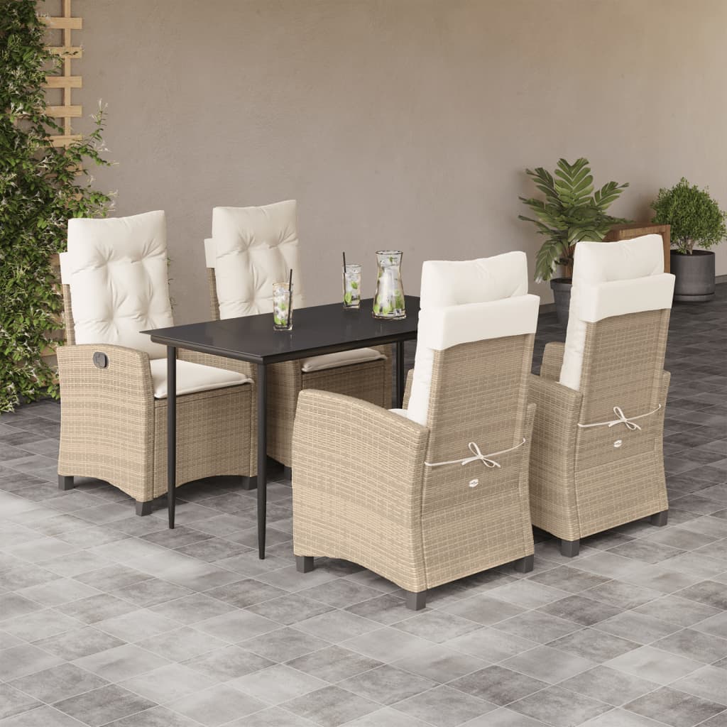 vidaXL Set mobilier de grădină cu perne, 5 piese, bej, poliratan