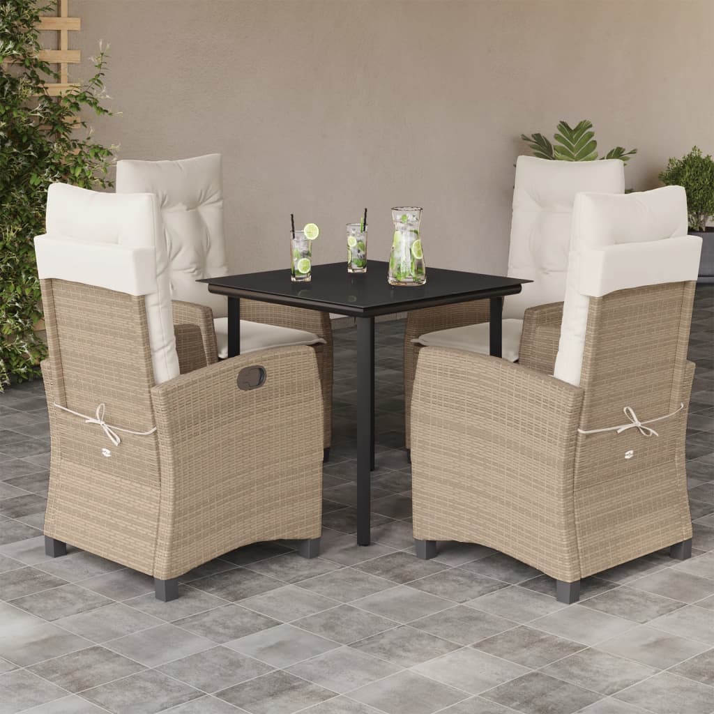 vidaXL Set mobilier de grădină cu perne, 5 piese, bej, poliratan