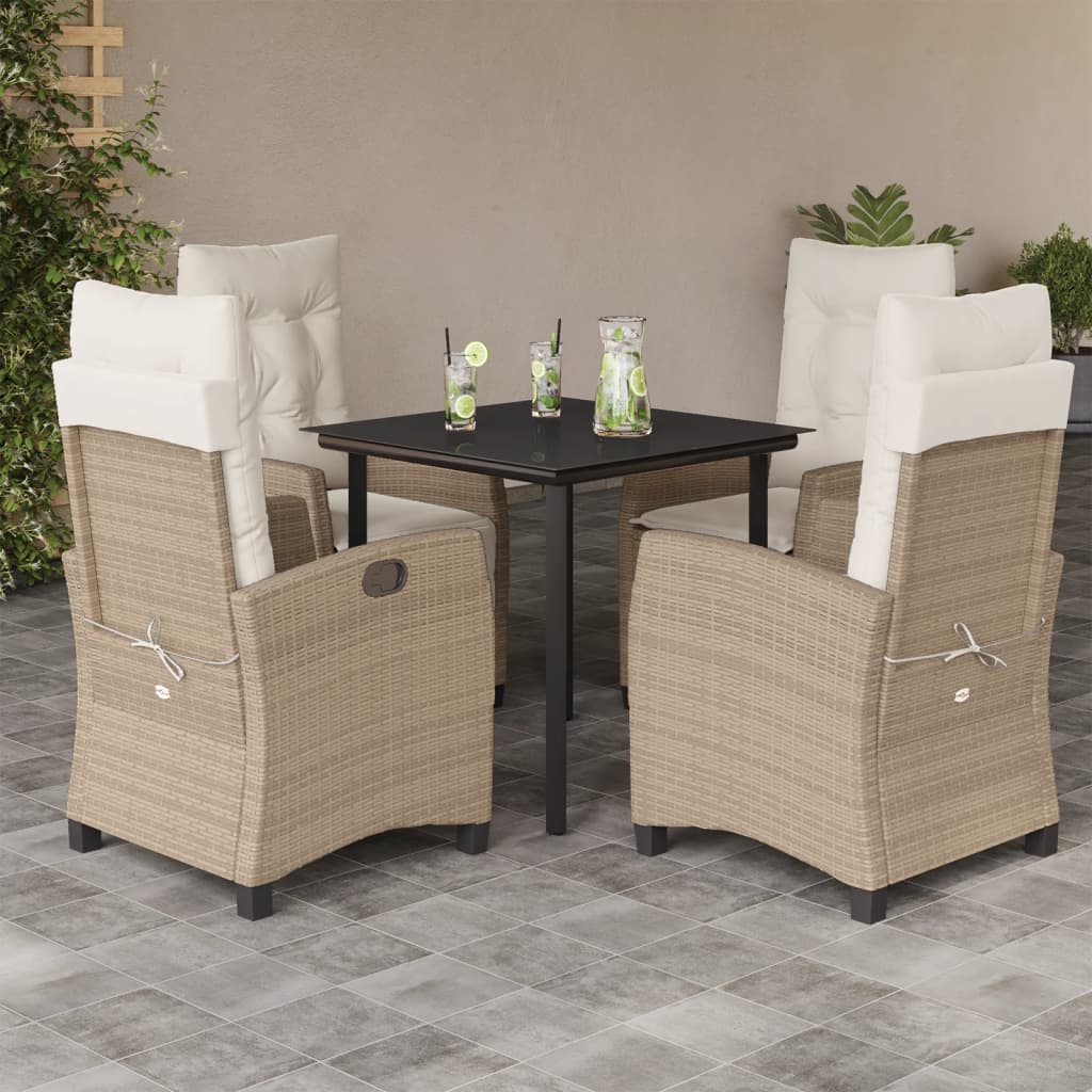 vidaXL Set mobilier de grădină cu perne, 5 piese, bej, poliratan