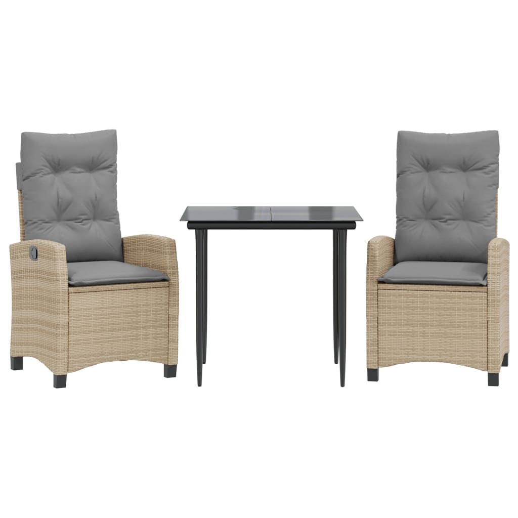 Thumbnail - vidaXL 3-tlg. Garten-Essgruppe mit Kissen Beigemischung Poly Rattan