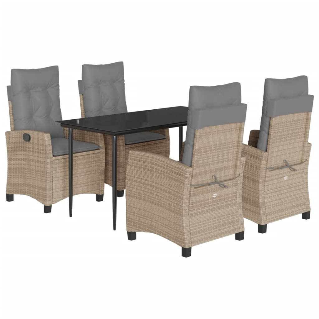 Thumbnail - vidaXL 5-tlg. Garten-Essgruppe mit Kissen Beigemischung Poly Rattan