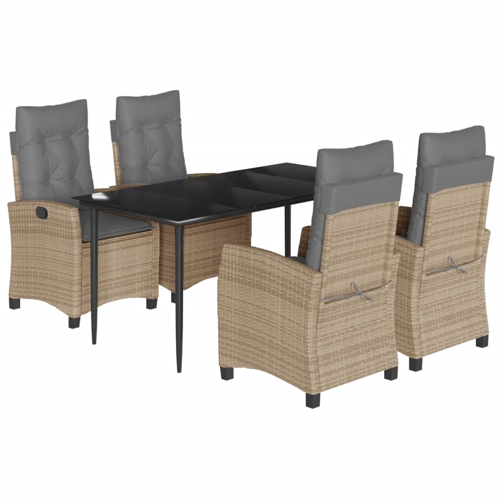 vidaXL Set mobilier pentru grădină, 5 piese, cu perne, bej, poliratan-image-3212826