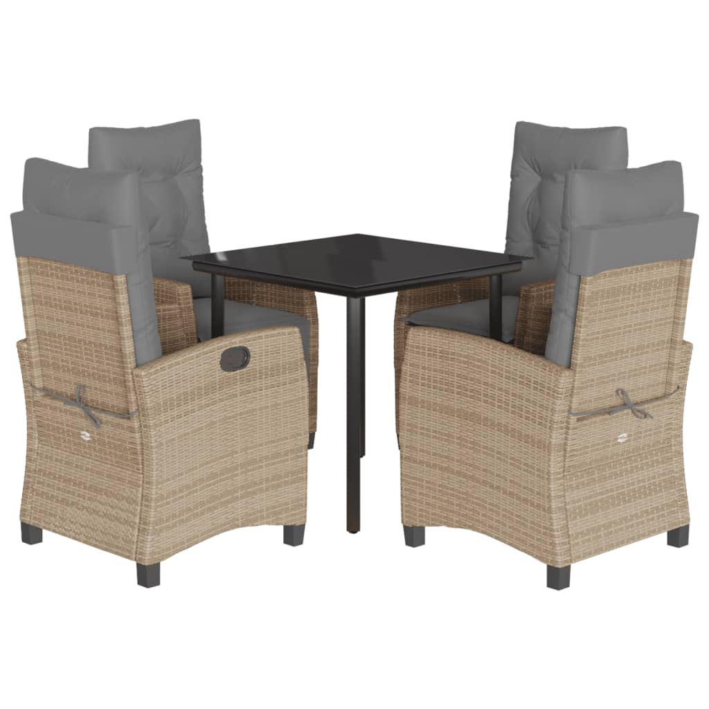 vidaXL Set mobilier pentru grădină, 5 piese, cu perne, bej, poliratan