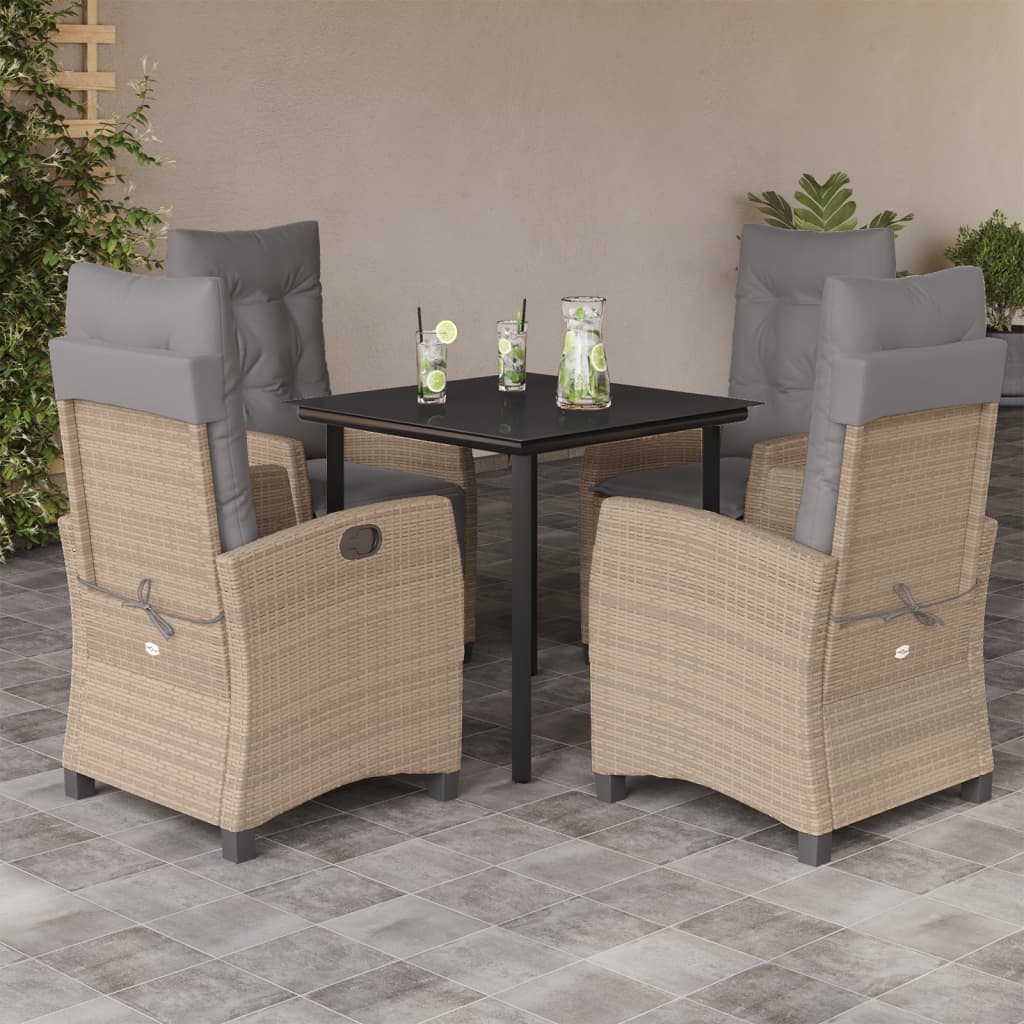 vidaXL Set mobilier pentru grădină, 5 piese, cu perne, bej, poliratan