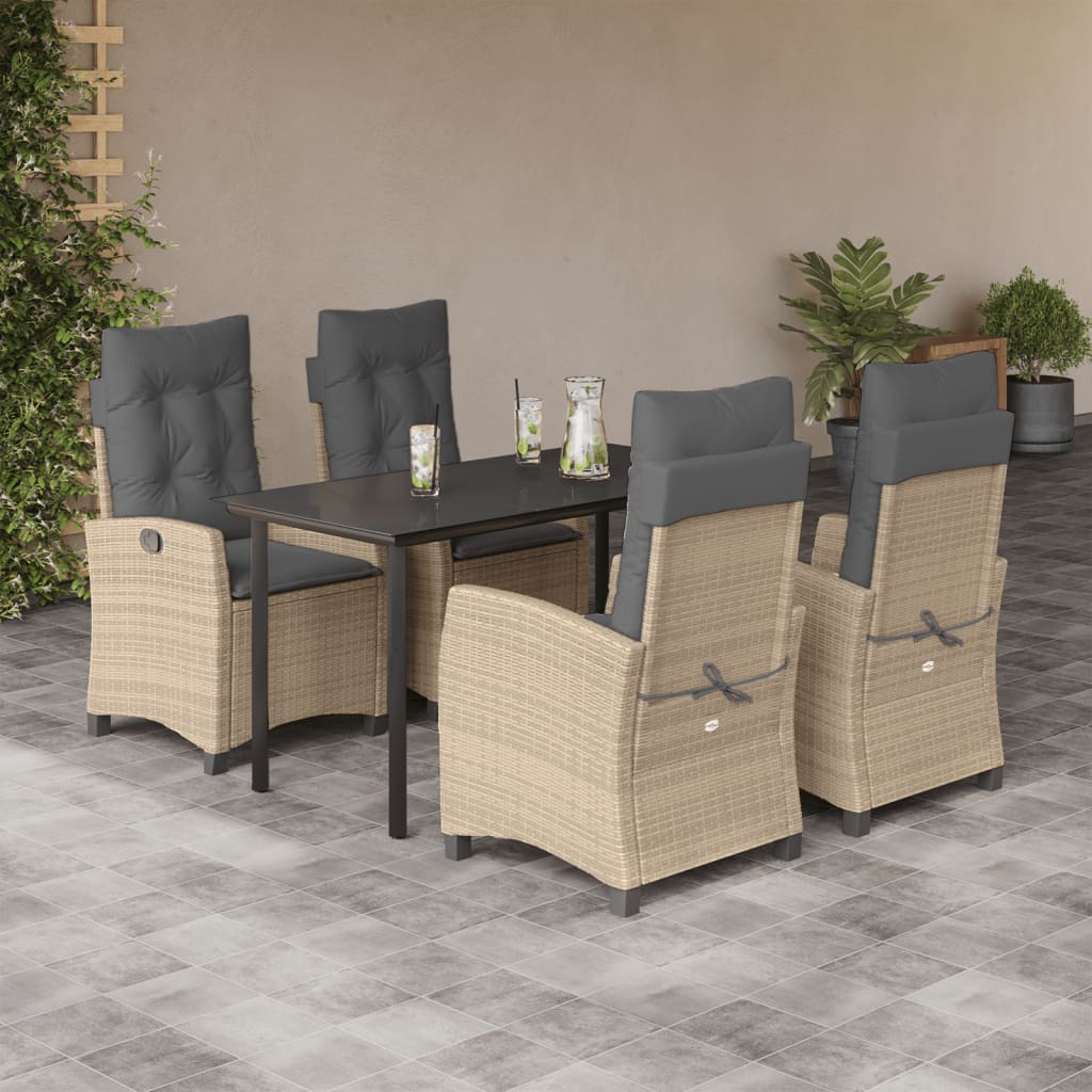 vidaXL Set mobilier pentru grădină, 5 piese, cu perne, bej, poliratan