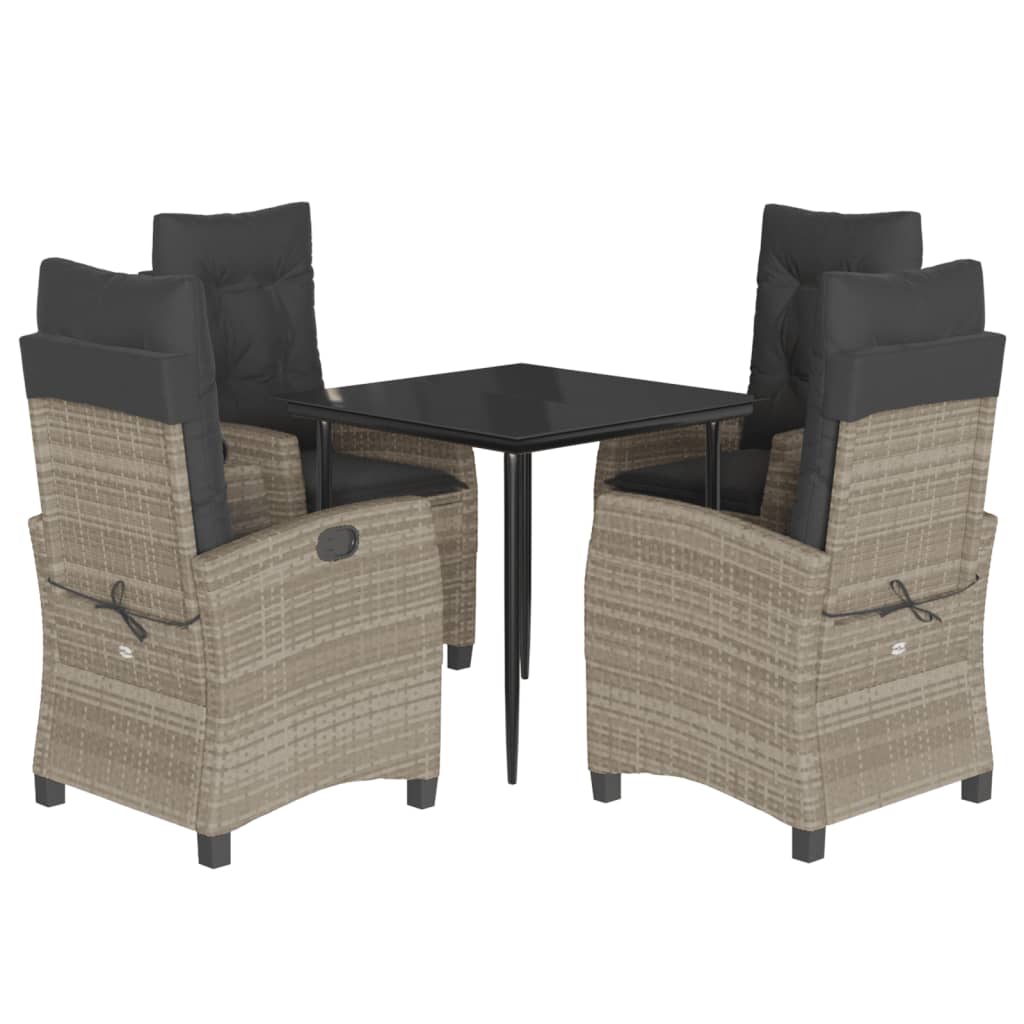 vidaXL Set mobilier de grădină cu perne, 5 piese gri deschis poliratan