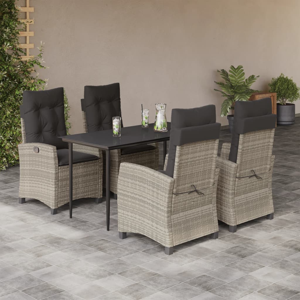vidaXL Set mobilier de grădină cu perne, 5 piese gri deschis poliratan
