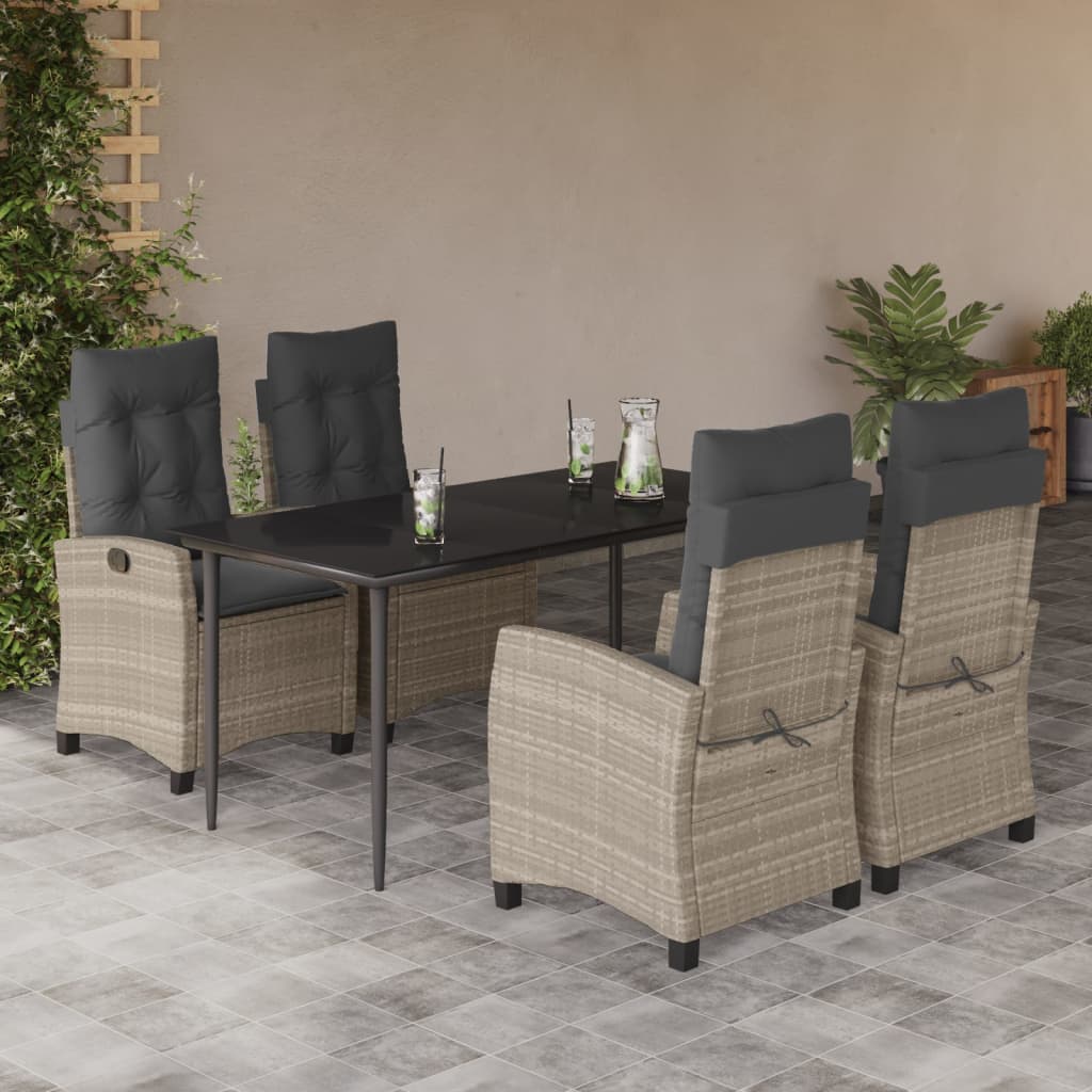 vidaXL Set mobilier de grădină cu perne, 5 piese gri deschis poliratan